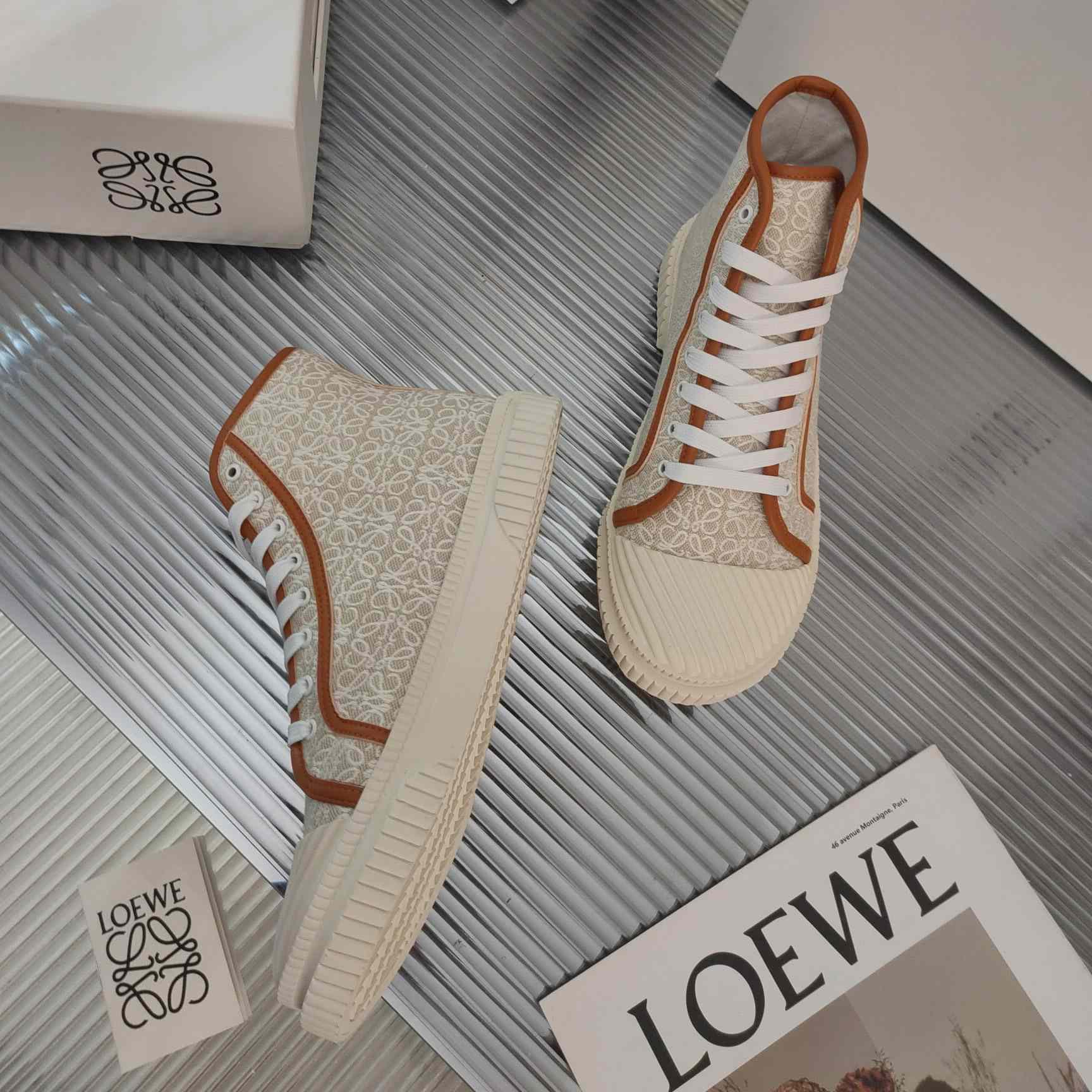 Loewe Anagram High Top Sneaker In Canvas - DesignerGu