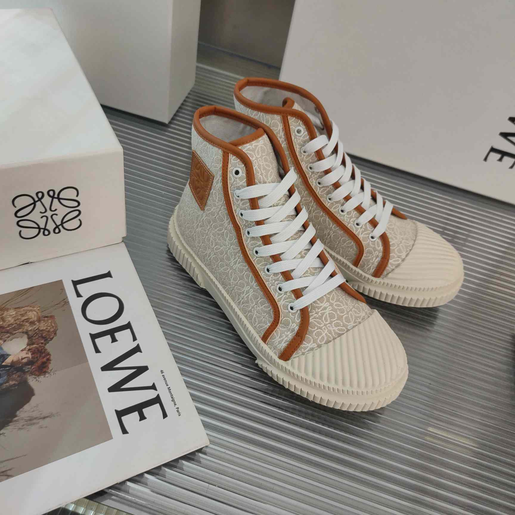 Loewe Anagram High Top Sneaker In Canvas - DesignerGu