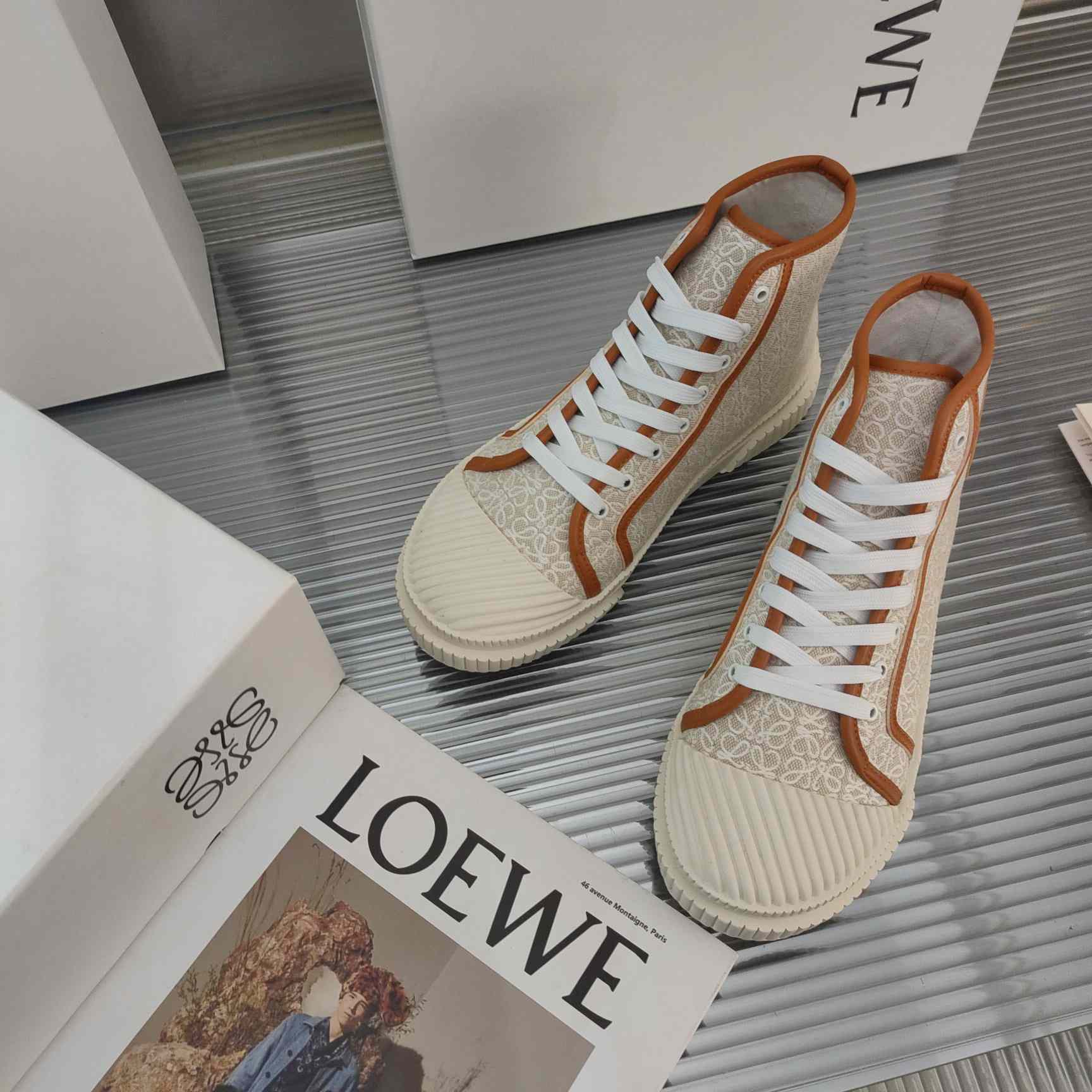 Loewe Anagram High Top Sneaker In Canvas - DesignerGu