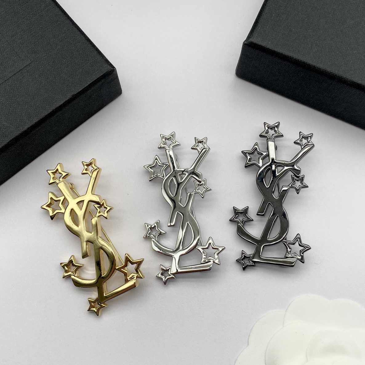 Saint Laurent YSL Logo Brooch - DesignerGu