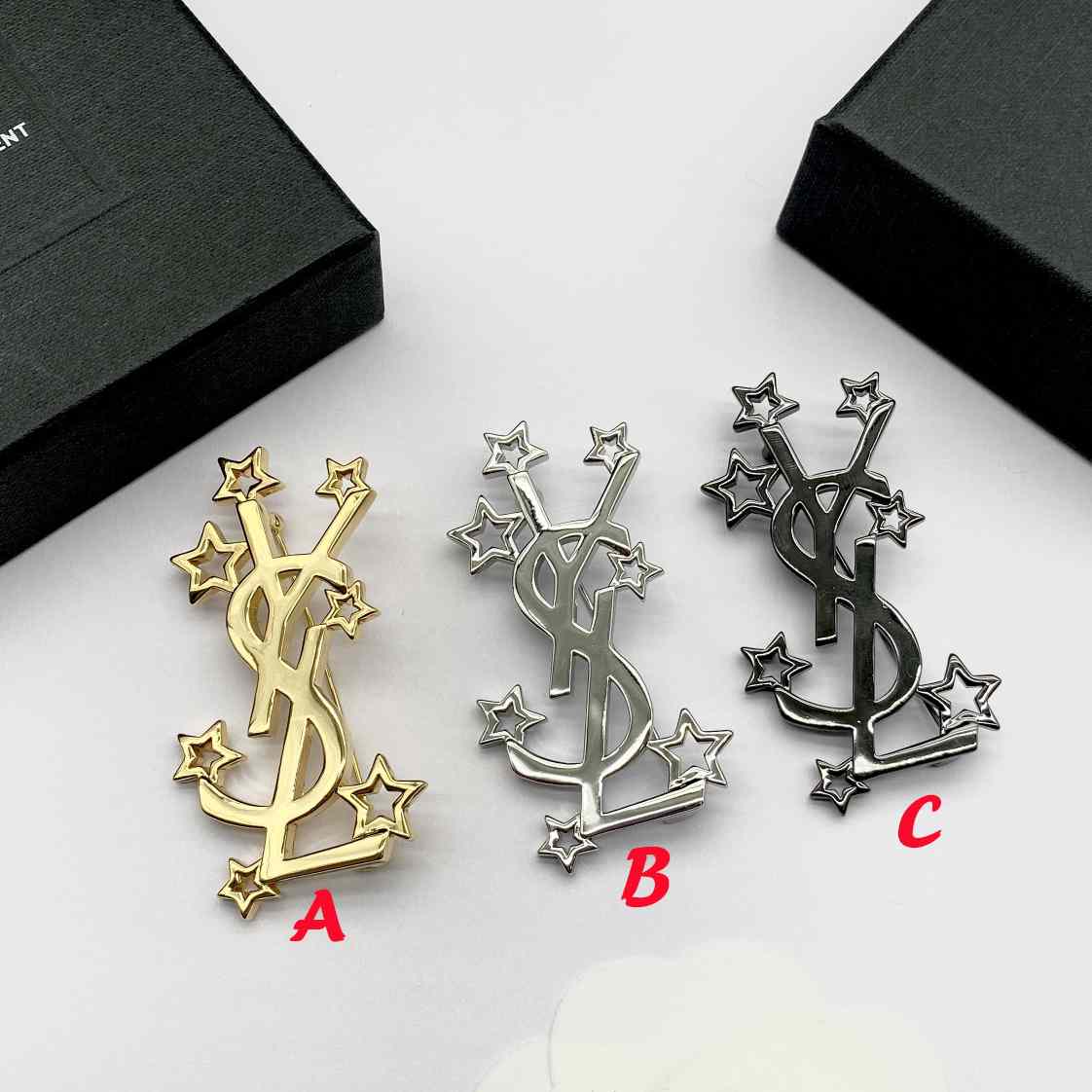 Saint Laurent YSL Logo Brooch - DesignerGu