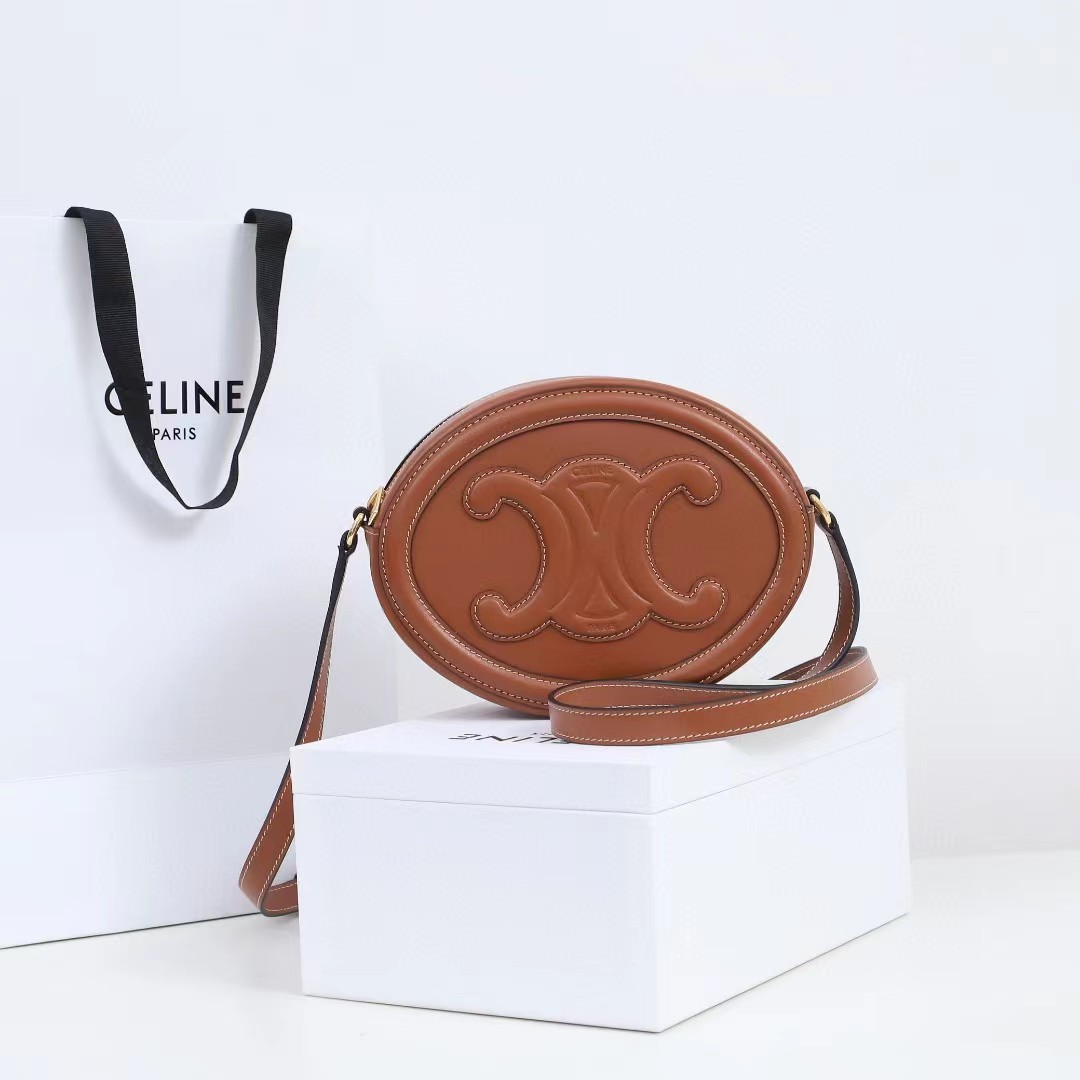 Celine Oval Bag Cuir Triomphe In Smooth Calfskin Tan - DesignerGu