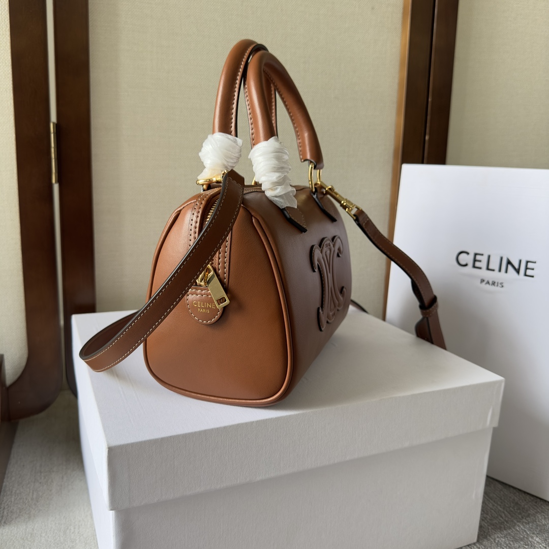 Celine Small Boston Cuir Triomphe In Smooth Calfskin Tan - DesignerGu