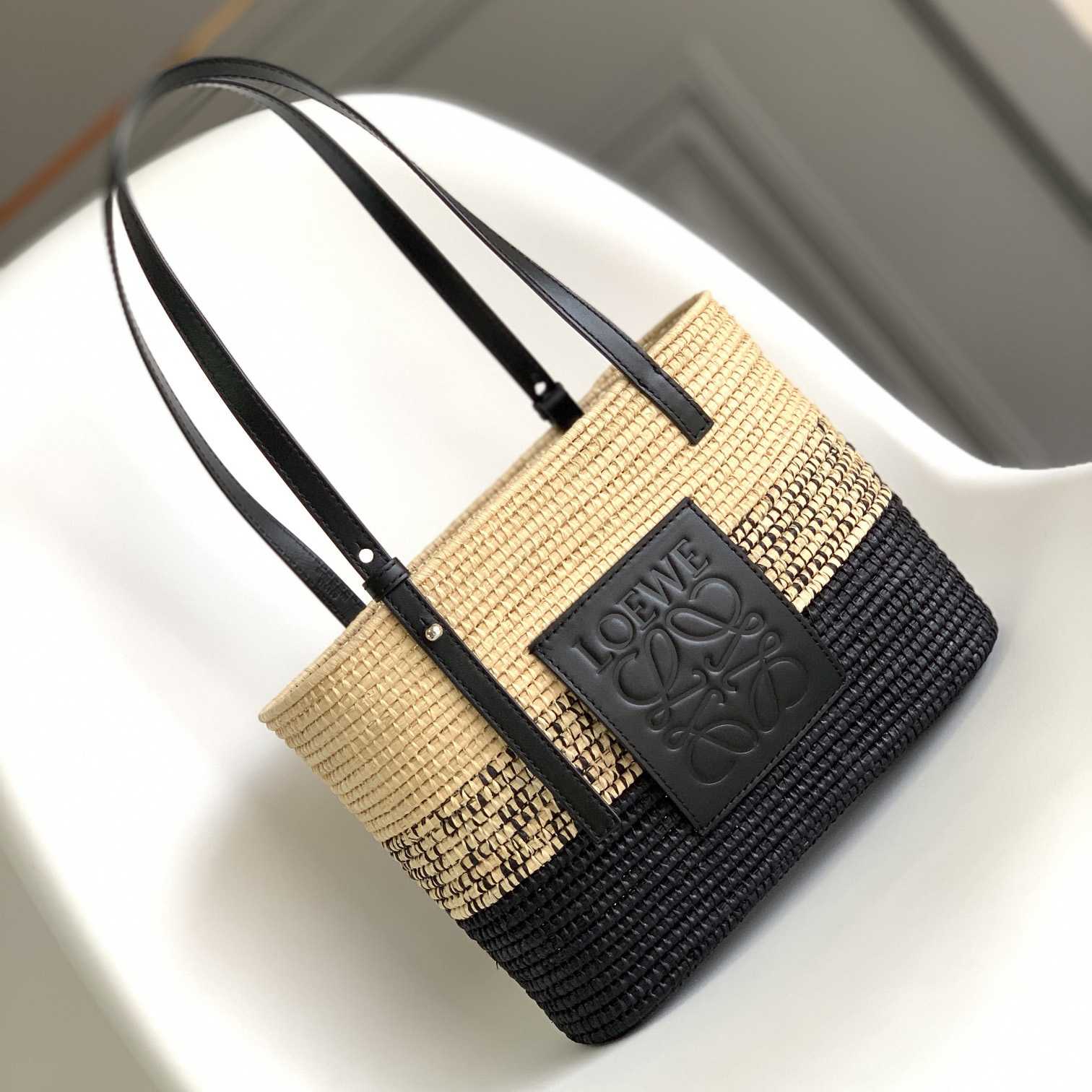 Loewe Small Square Basket bag In Raffia And Calfskin (30*21*11cm) - DesignerGu