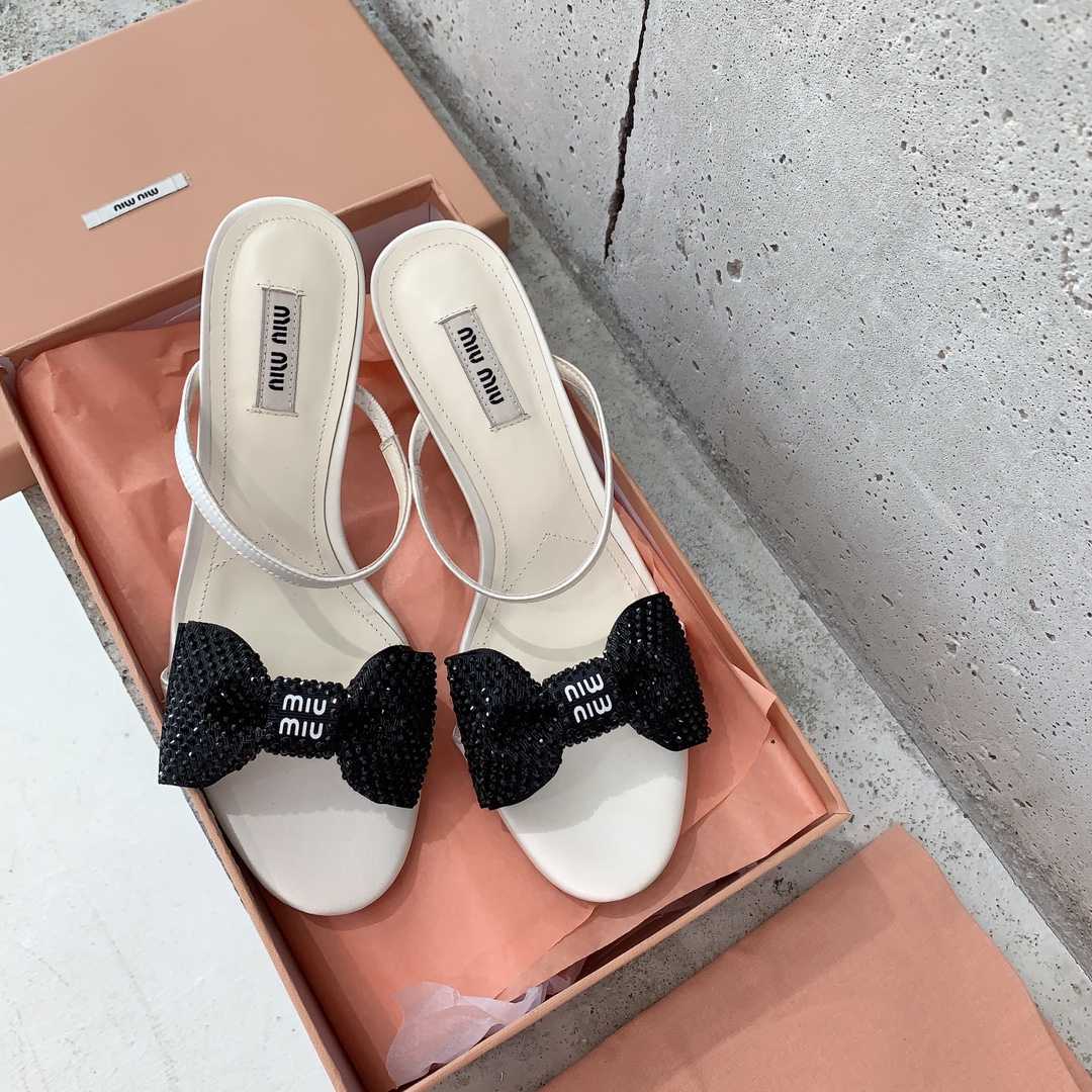 Miu Miu Satin Bow Sandals - DesignerGu