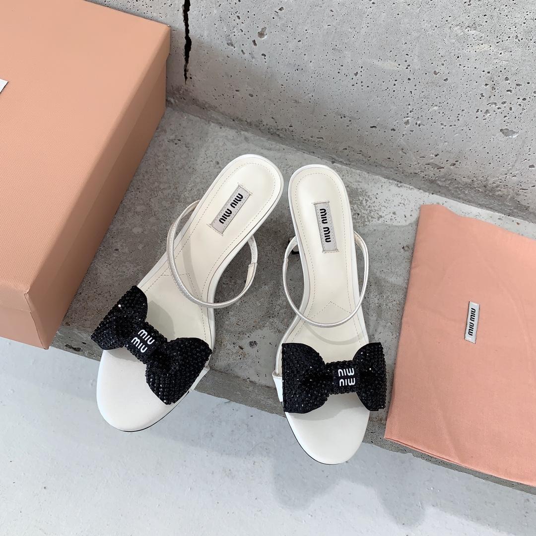 Miu Miu Satin Bow Sandals - DesignerGu