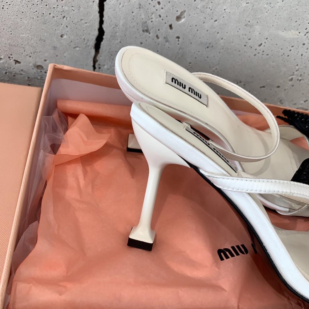 Miu Miu Satin Bow Sandals - DesignerGu