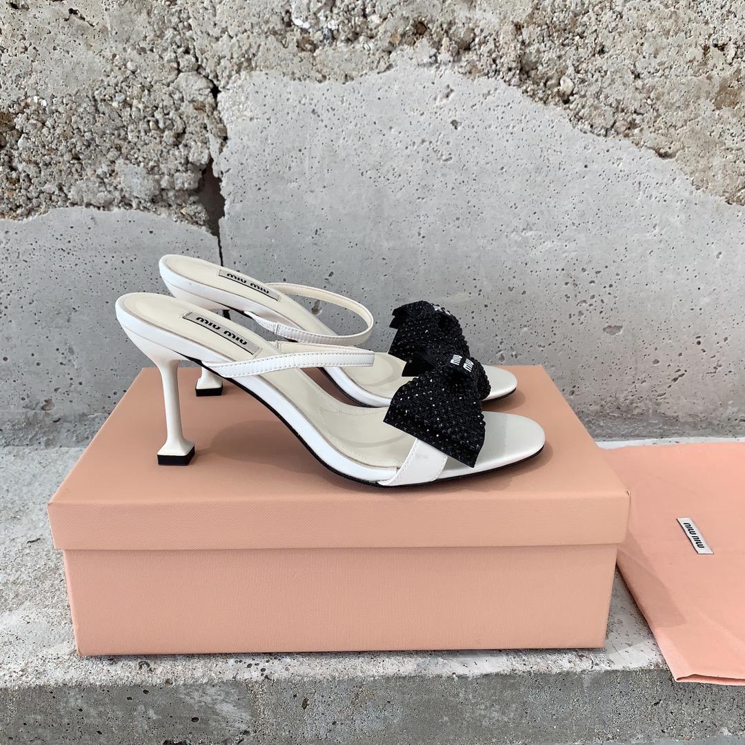 Miu Miu Satin Bow Sandals - DesignerGu