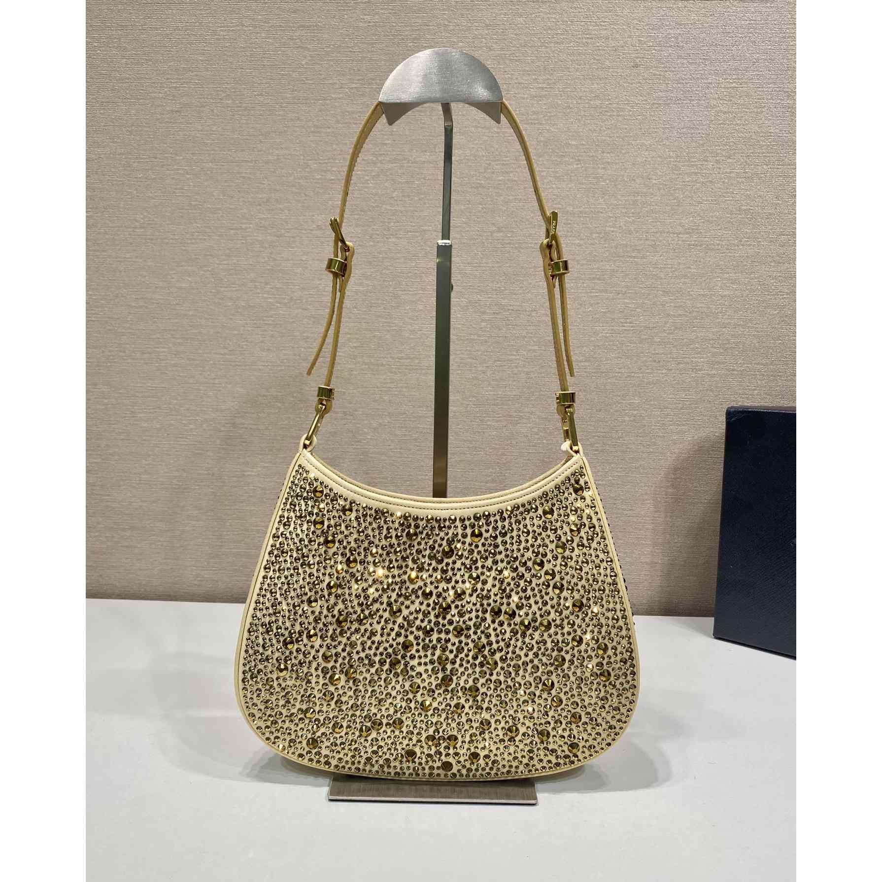 Prada Cleo Satin Bag With Crystals(22-18.5-4.5CM) - DesignerGu