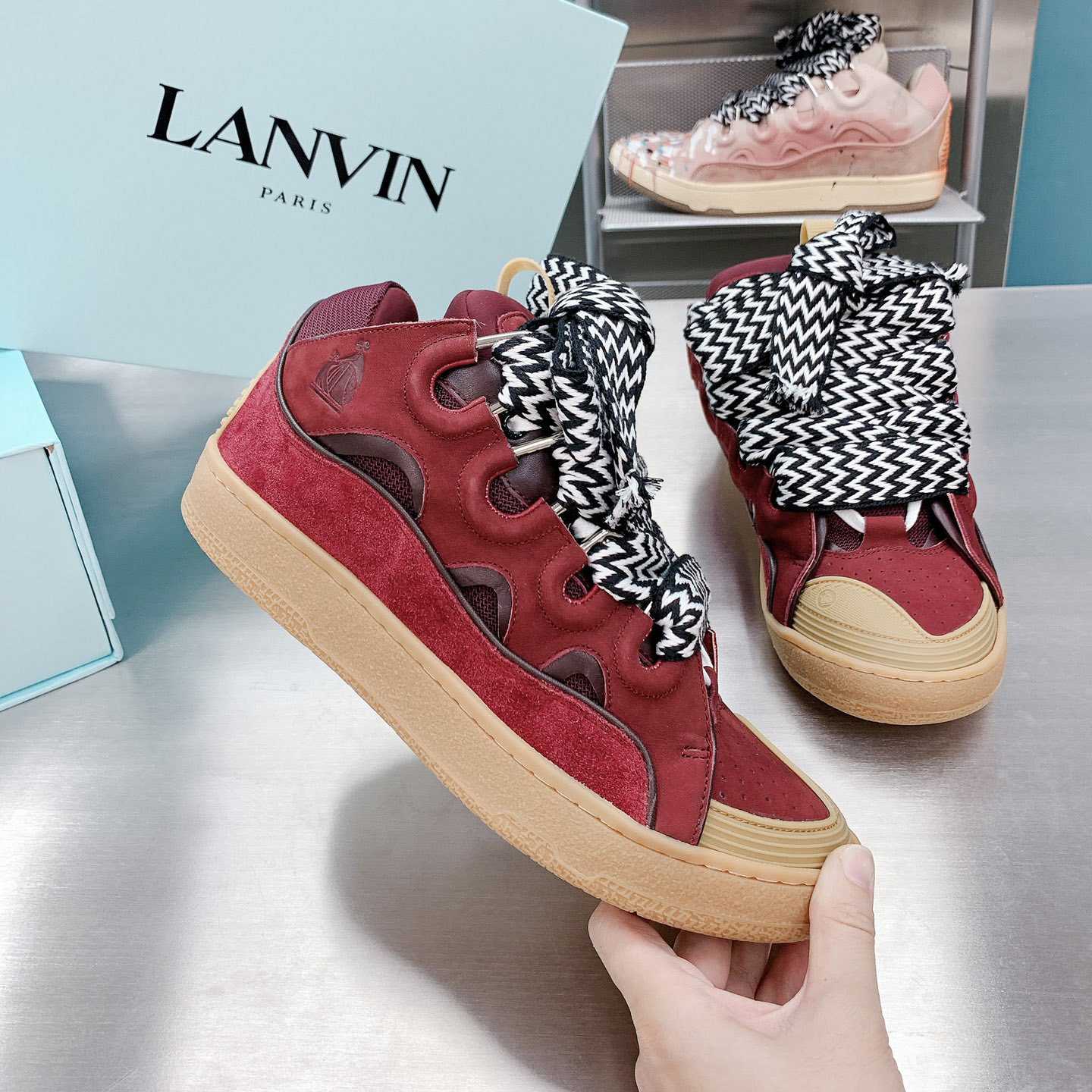 Lanvin Leather Curb Sneakers - DesignerGu