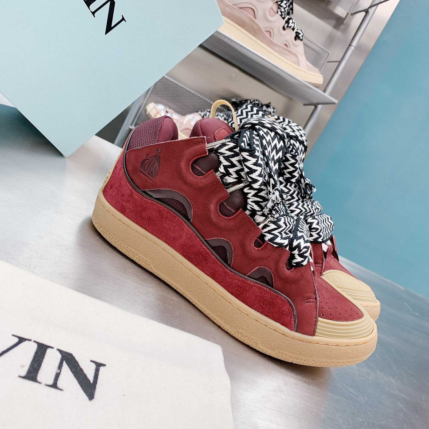 Lanvin Leather Curb Sneakers - DesignerGu