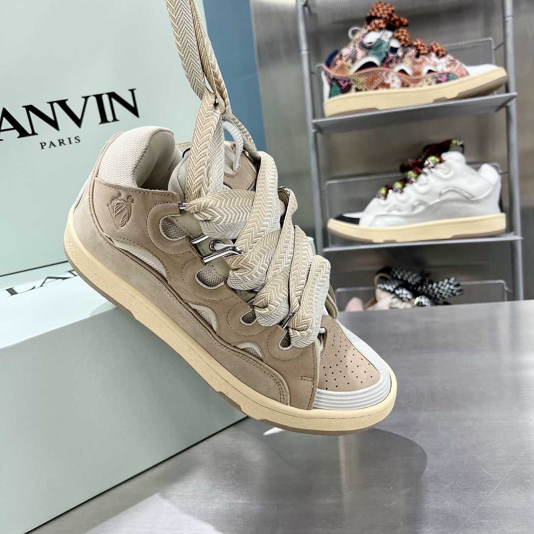 Lanvin Leather Curb Sneakers - DesignerGu