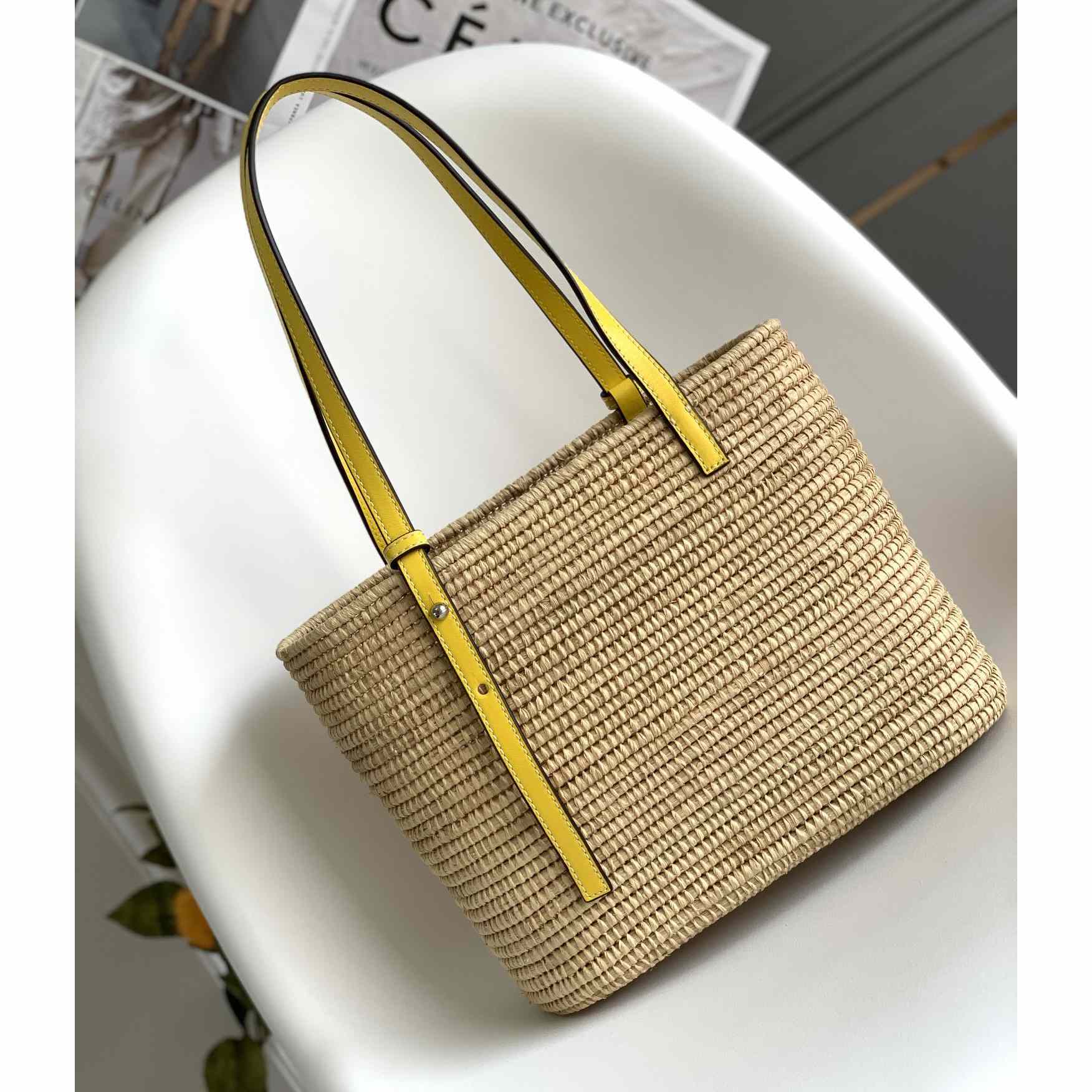 Loewe Small Square Basket bag In Raffia And Calfskin (30*21*11cm) - DesignerGu