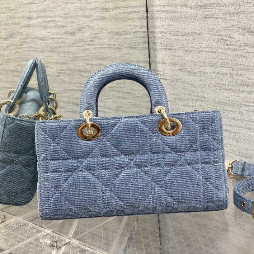 Dior Denim Macrocannage Lady D-Joy Blue(26*6*14cm) - DesignerGu