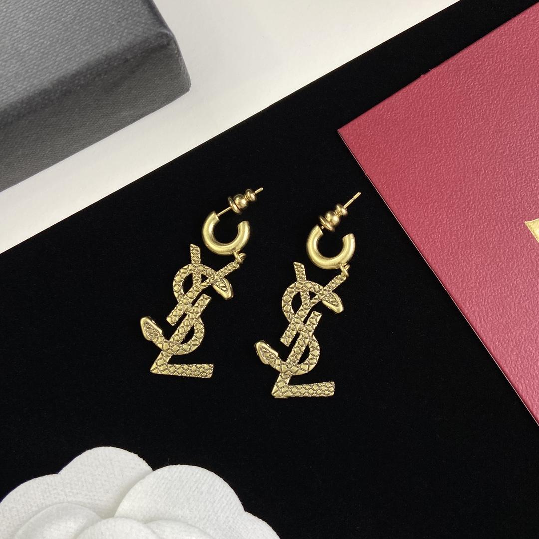 Saint Laurent YSL Logo Earrings - DesignerGu