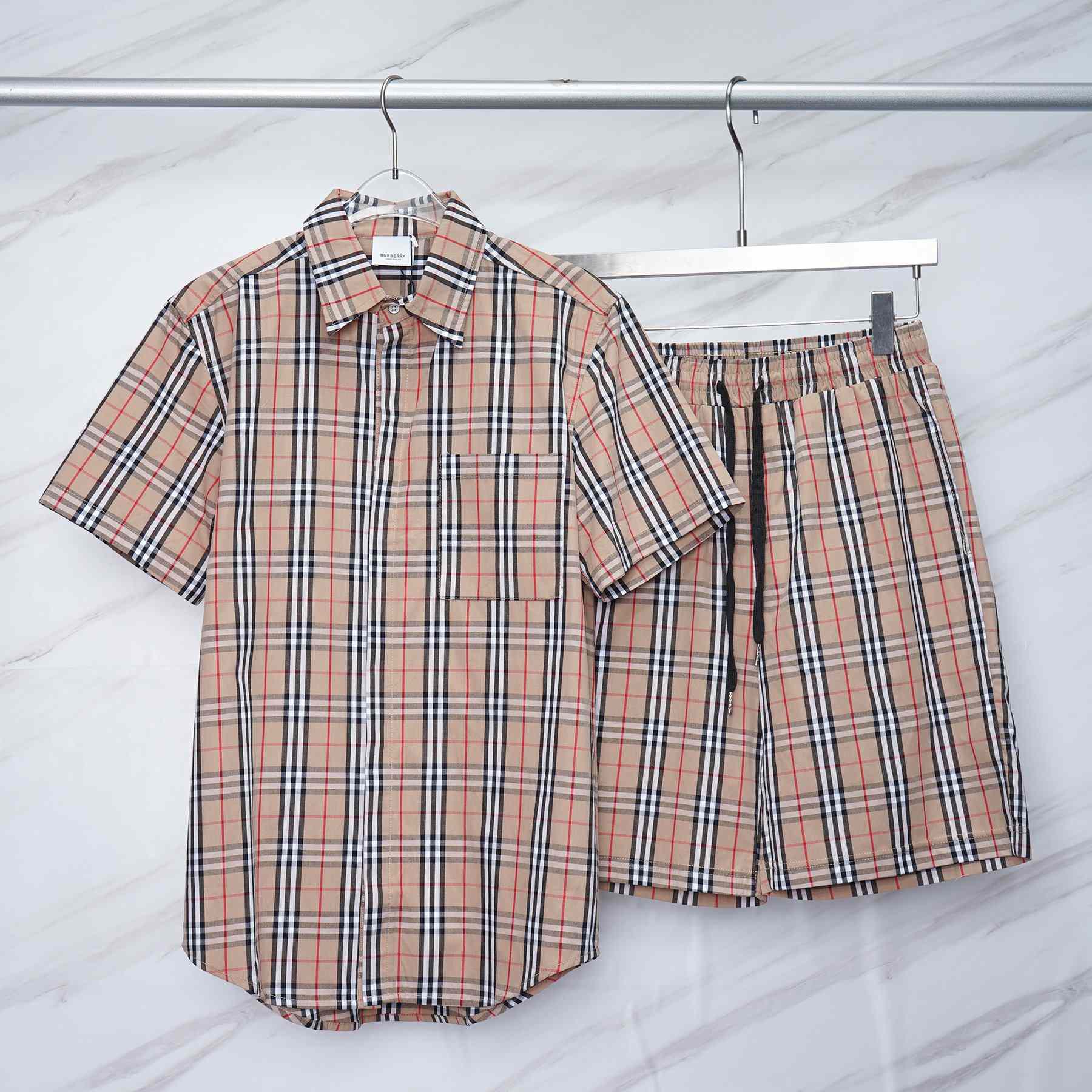 Burberry Short-sleeve Check Cotton Poplin Shirt & Shorts - DesignerGu