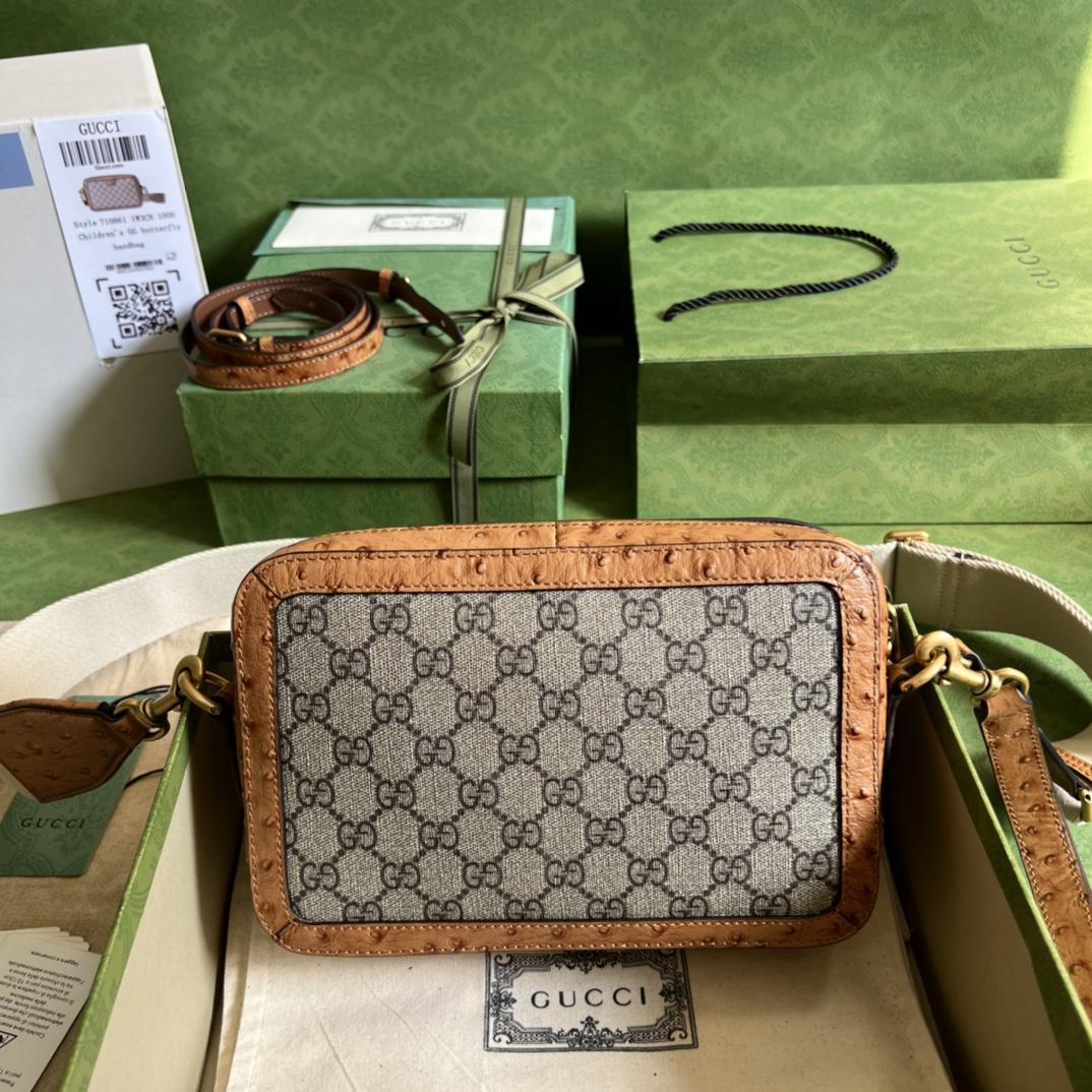 Gucci Python Trim Shoulder Bag With Double G (23.5x 16x 4.5cm) - DesignerGu