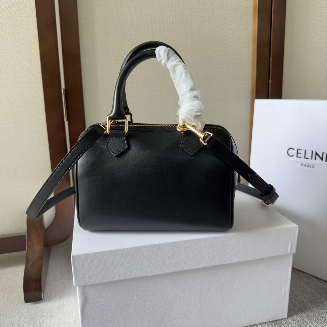 Celine Small Boston Cuir Triomphe In Smooth Calfskin Black - DesignerGu