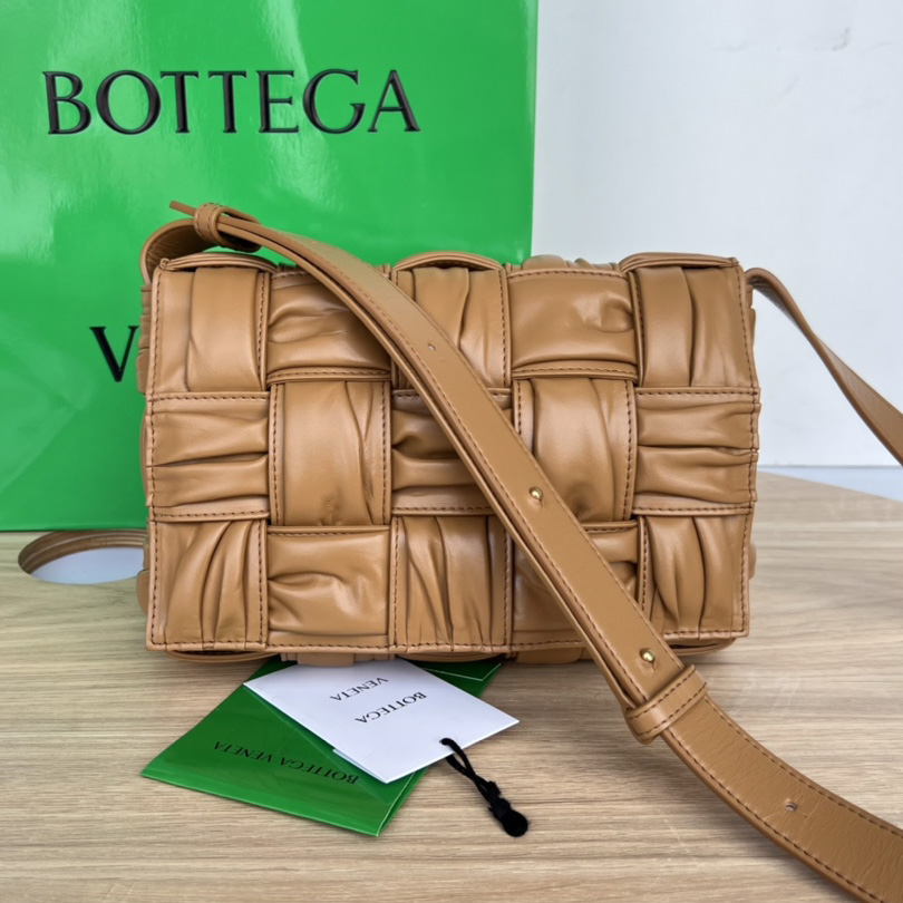 Bottega Veneta Cassette Foulard Intreccio Leather Cross-Body Bag - DesignerGu