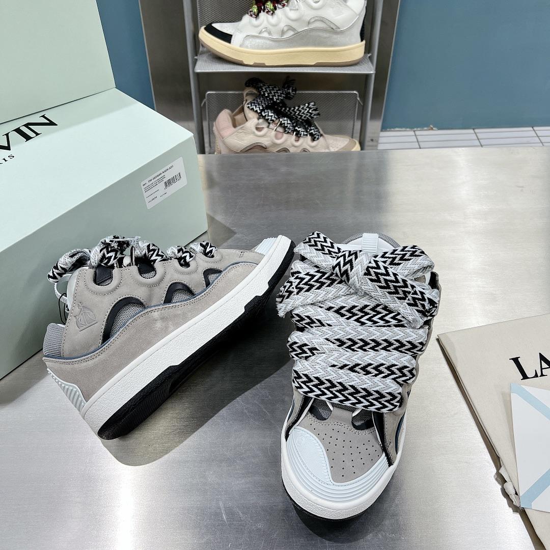 Lanvin Leather Curb Sneakers - DesignerGu