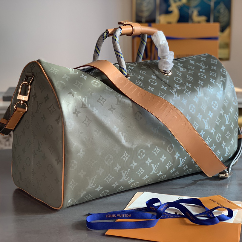 Louis Vuitton Keepall Bandouliere Monogram Titanium 50 Grey - DesignerGu