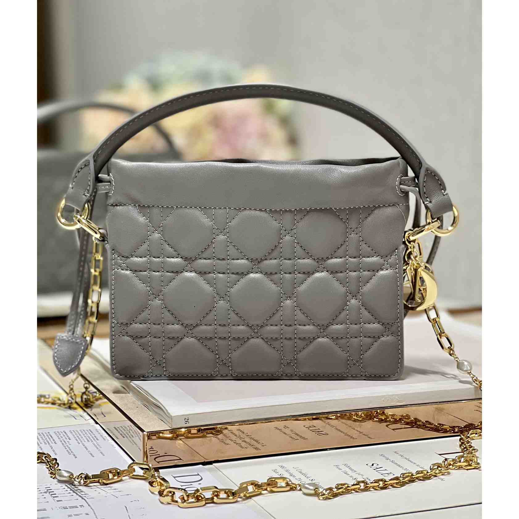 Dior Lady Dior Top Handle Drawstring Mini Bag - DesignerGu