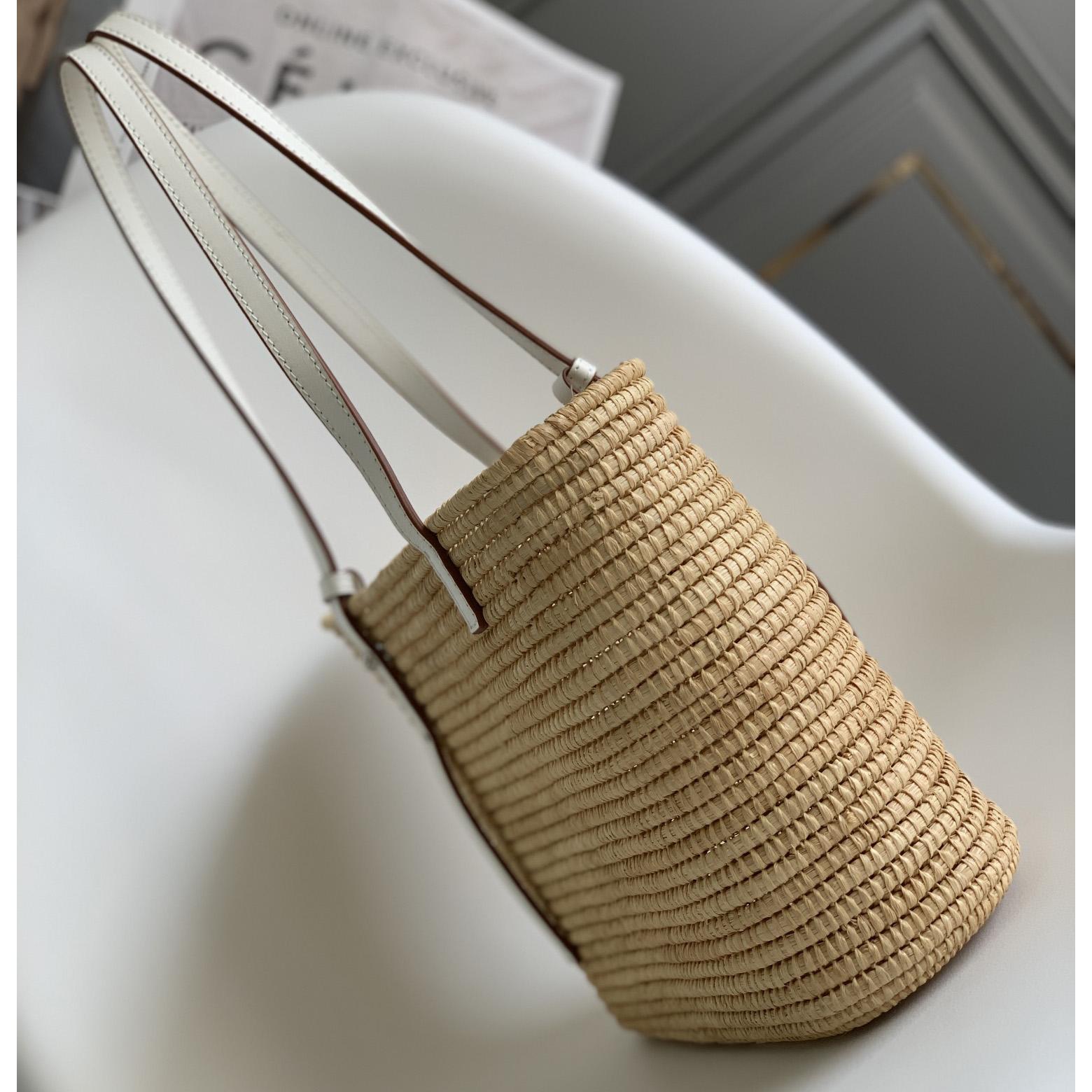 Loewe Small Square Basket bag In Raffia And Calfskin (30*21*11cm) - DesignerGu