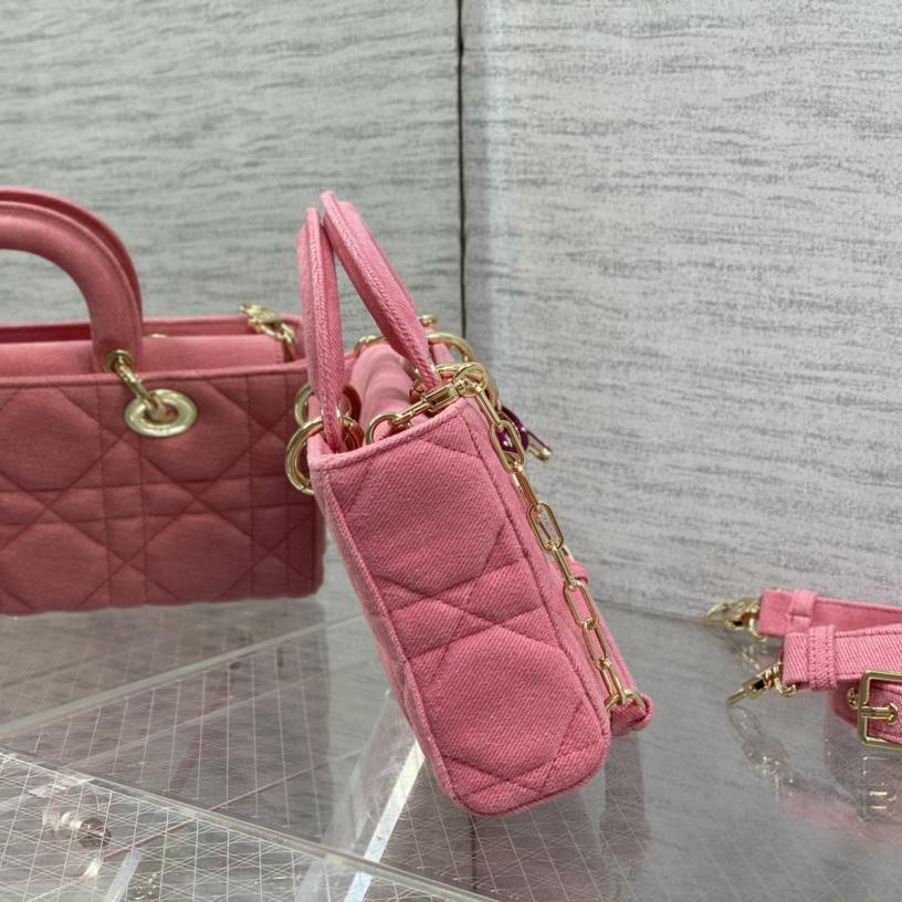 Dior Denim Macrocannage Lady D-Joy Pink(26*6*14cm) - DesignerGu