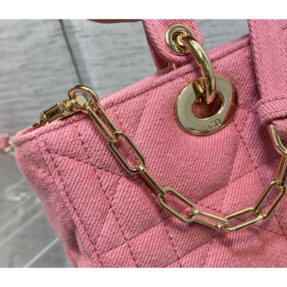 Dior Denim Macrocannage Lady D-Joy Pink(26*6*14cm) - DesignerGu