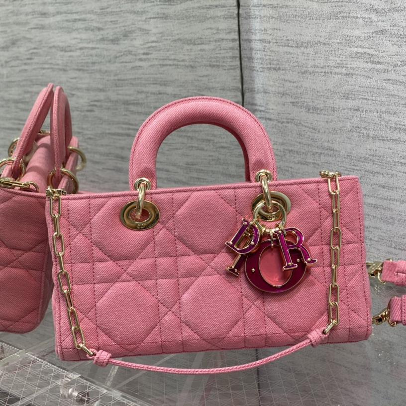 Dior Denim Macrocannage Lady D-Joy Pink(26*6*14cm) - DesignerGu