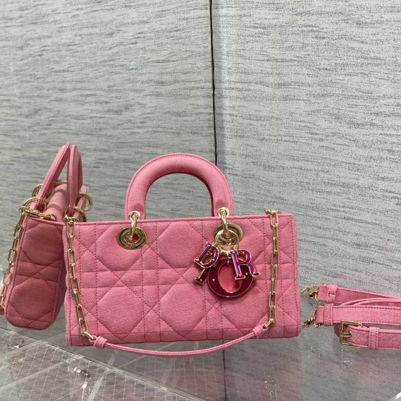 Dior Denim Macrocannage Lady D-Joy Pink(26*6*14cm) - DesignerGu