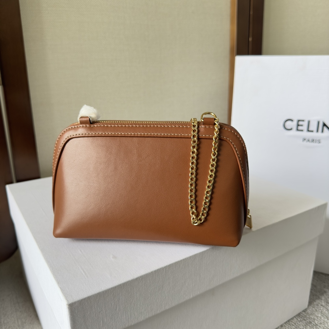 Celine Clutch On Chain Cuir Triomphe In Smooth Calfskin Tan - DesignerGu