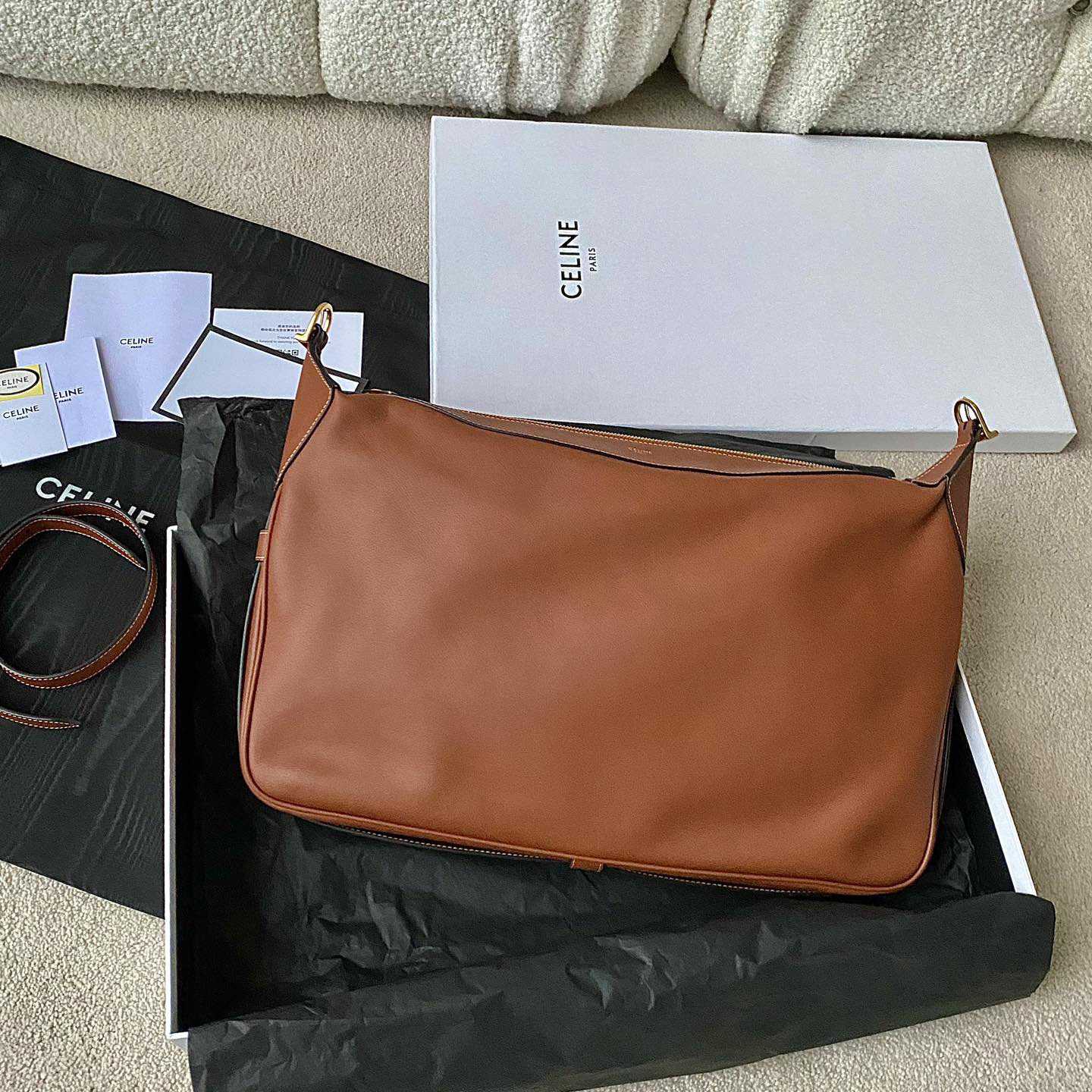 Celine Large Romy In Supple Calfskin Tan - DesignerGu