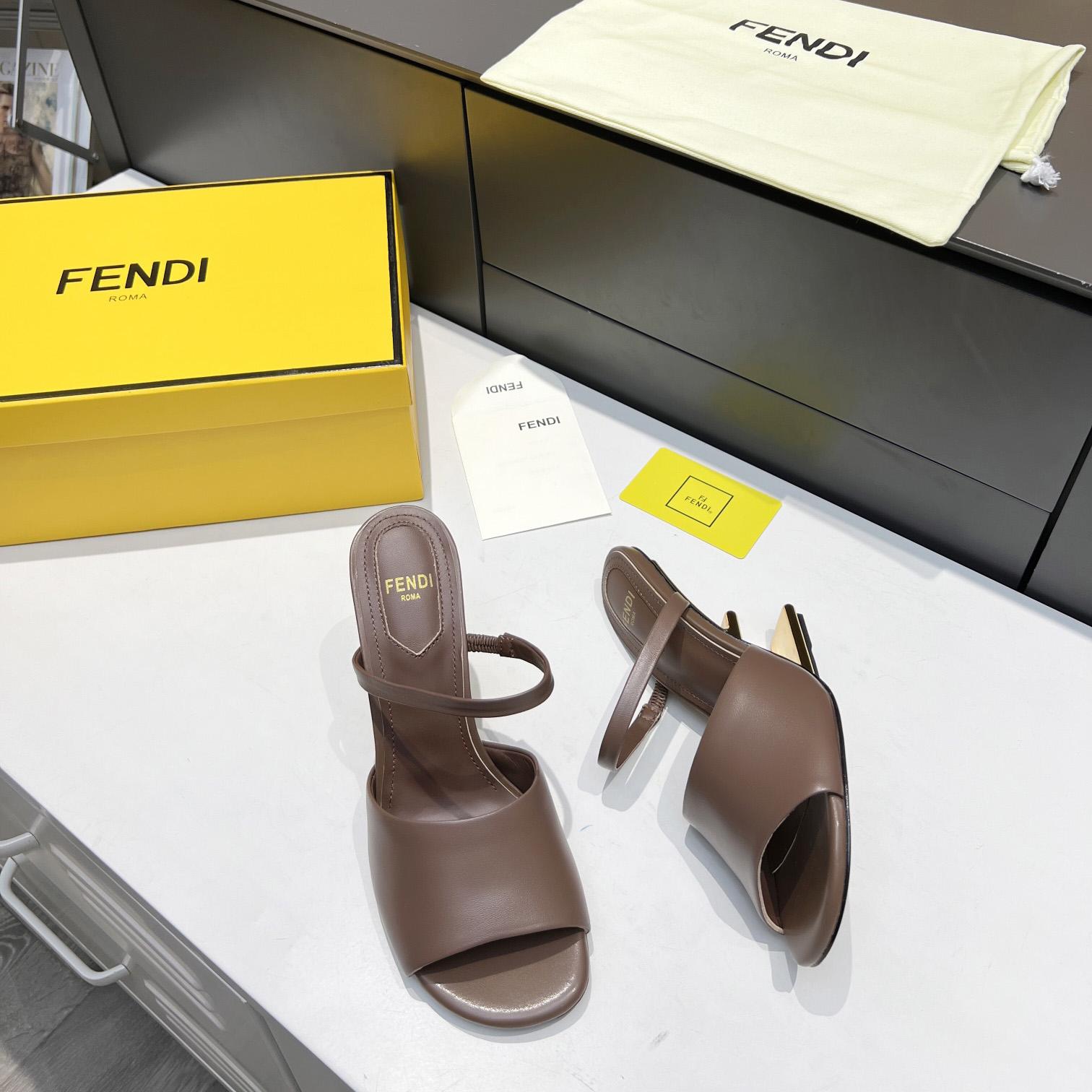 Fendi First Black Leather High-Heeled Sandals - DesignerGu