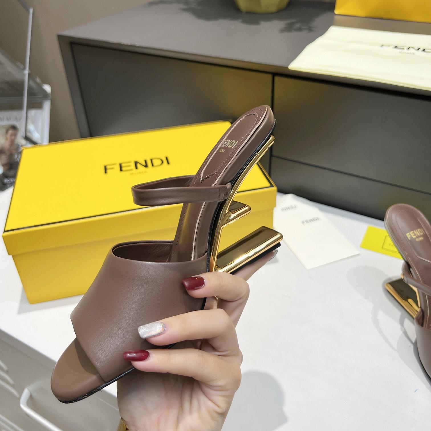 Fendi First Black Leather High-Heeled Sandals - DesignerGu