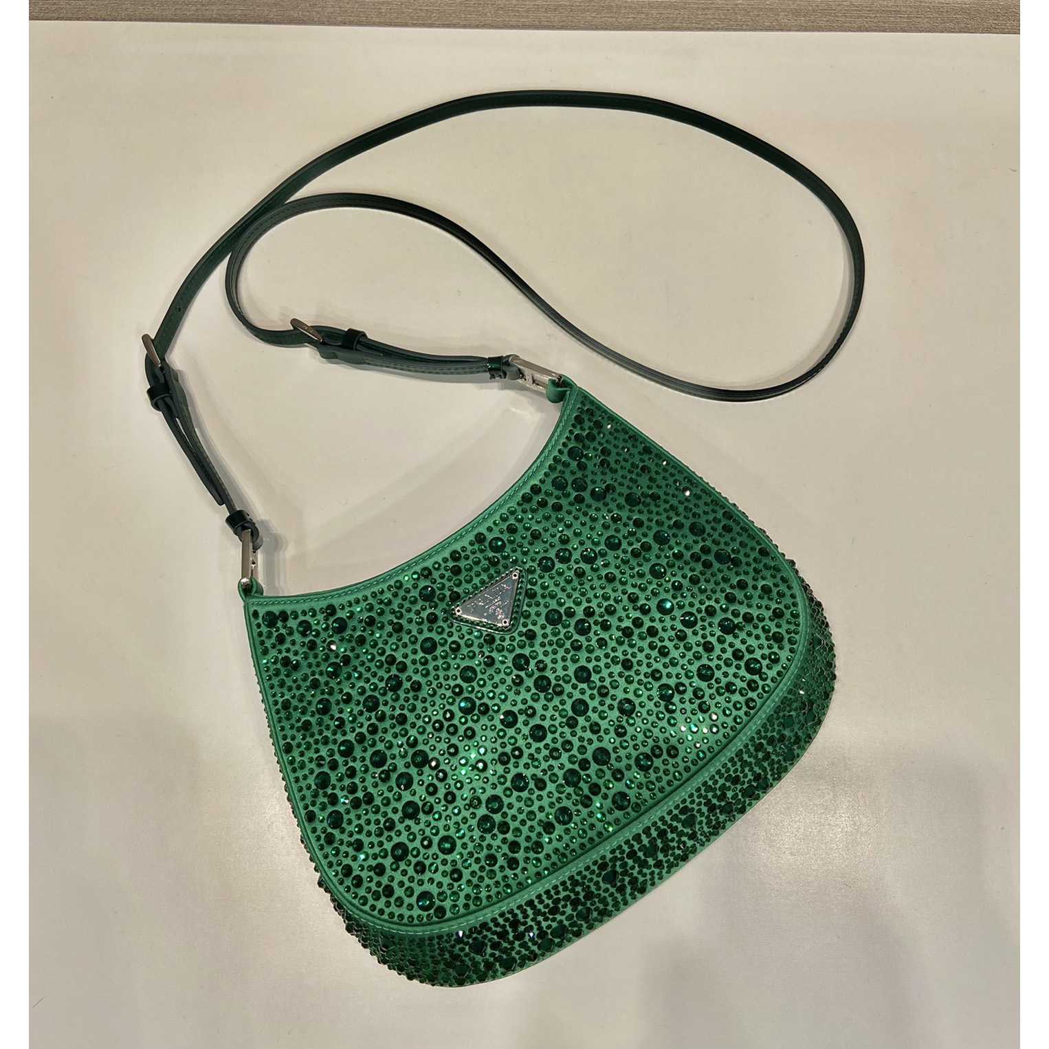 Prada Cleo Satin Bag With Crystals - DesignerGu