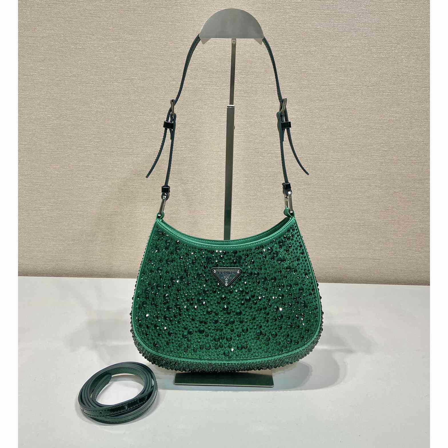 Prada Cleo Satin Bag With Crystals - DesignerGu