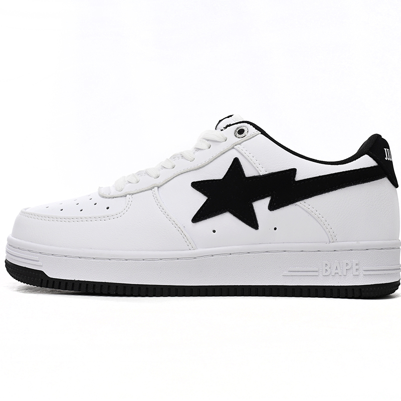 Bape Sta Sta Low White And Black Tick Sneaker     1173-191-912  - DesignerGu