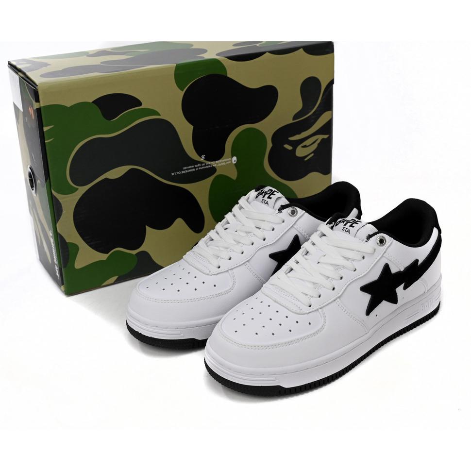 Bape Sta Sta Low White And Black Tick Sneaker     1173-191-912  - DesignerGu