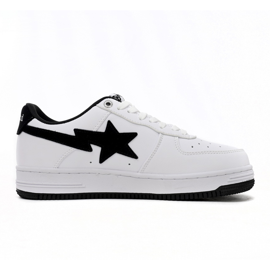 Bape Sta Sta Low White And Black Tick Sneaker     1173-191-912  - DesignerGu