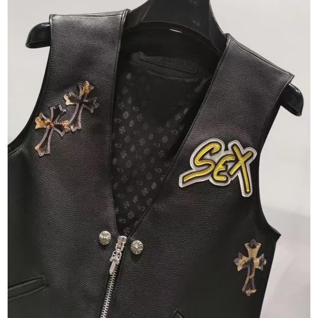 Chrome Heart Leather Vest - DesignerGu