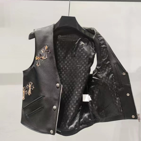 Chrome Heart Leather Vest - DesignerGu