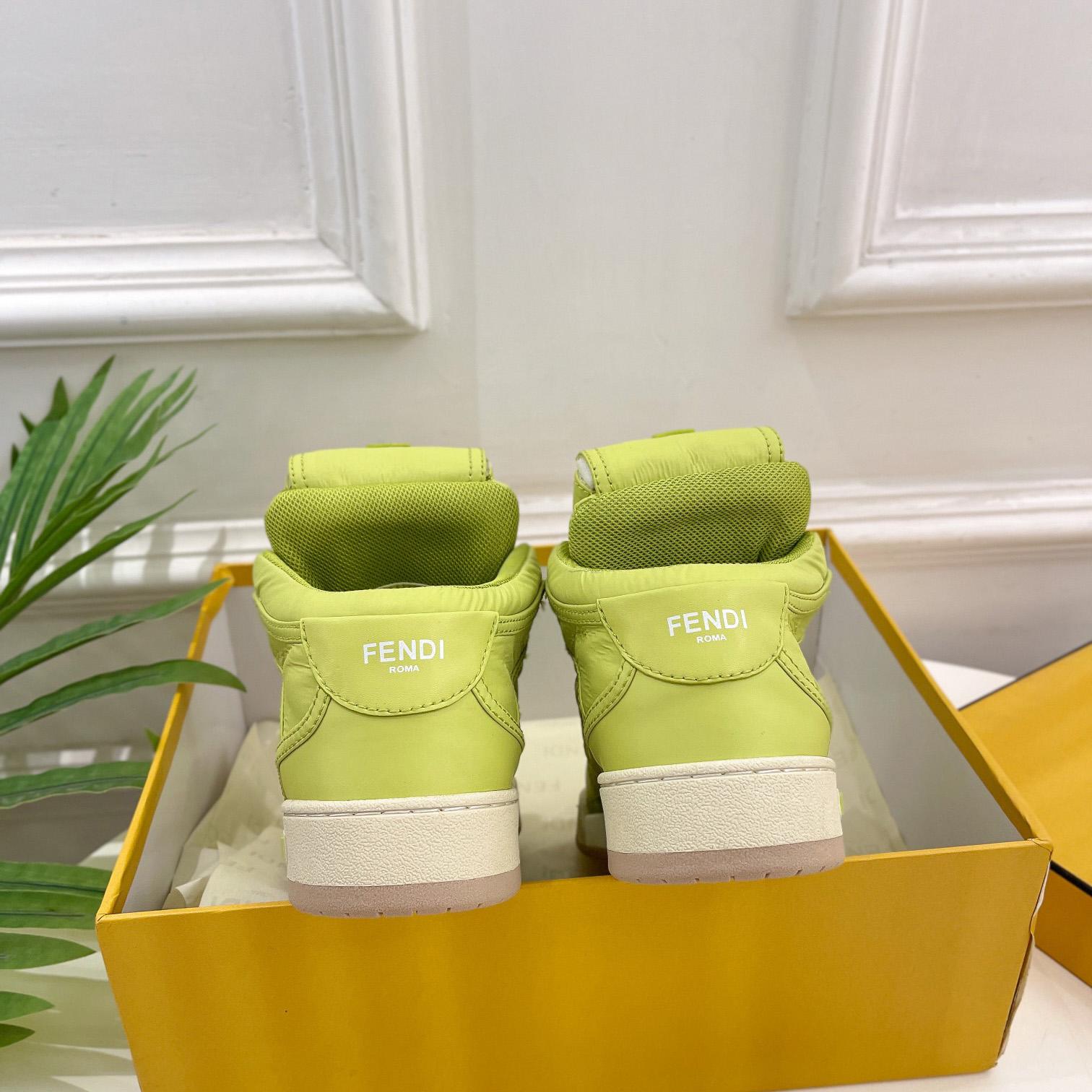 Fendi Match Acid Green Nylon High-Tops Sneaker - DesignerGu