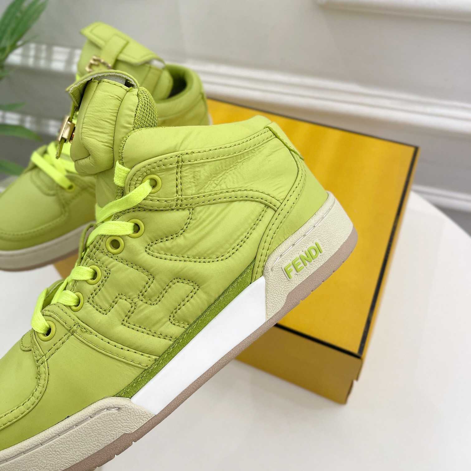 Fendi Match Acid Green Nylon High-Tops Sneaker - DesignerGu