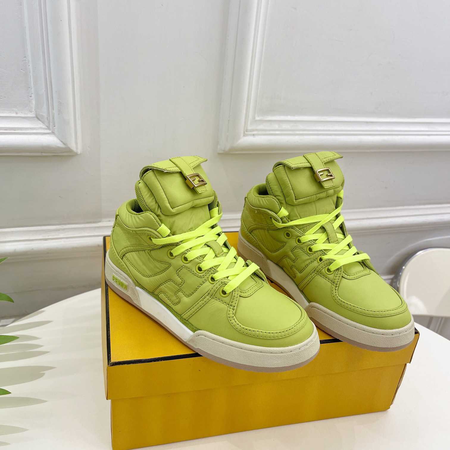 Fendi Match Acid Green Nylon High-Tops Sneaker - DesignerGu