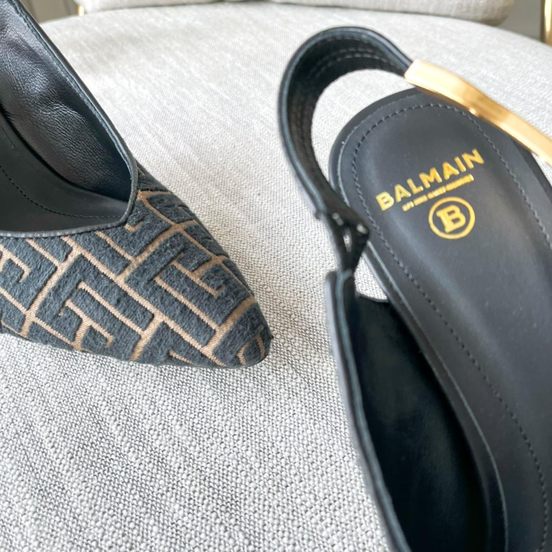 Balmain Monogram-pattern slingback Pumps - DesignerGu