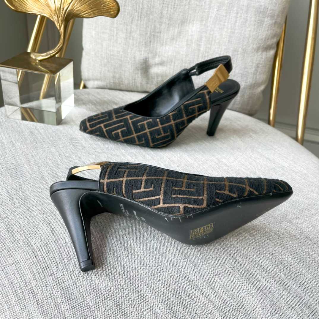 Balmain Monogram-pattern slingback Pumps - DesignerGu