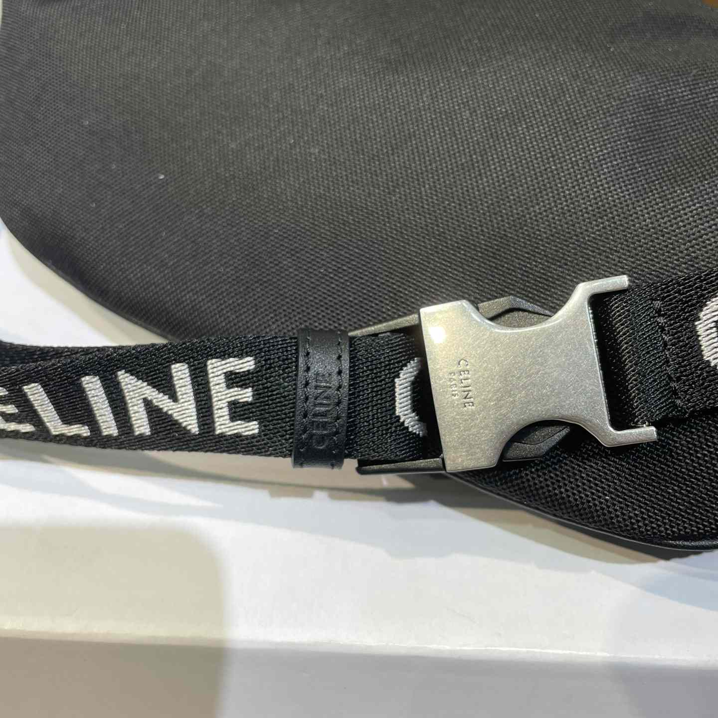 Celine Large Zipped Belt Bag Trekking In Nylon With Celine Print Black - DesignerGu