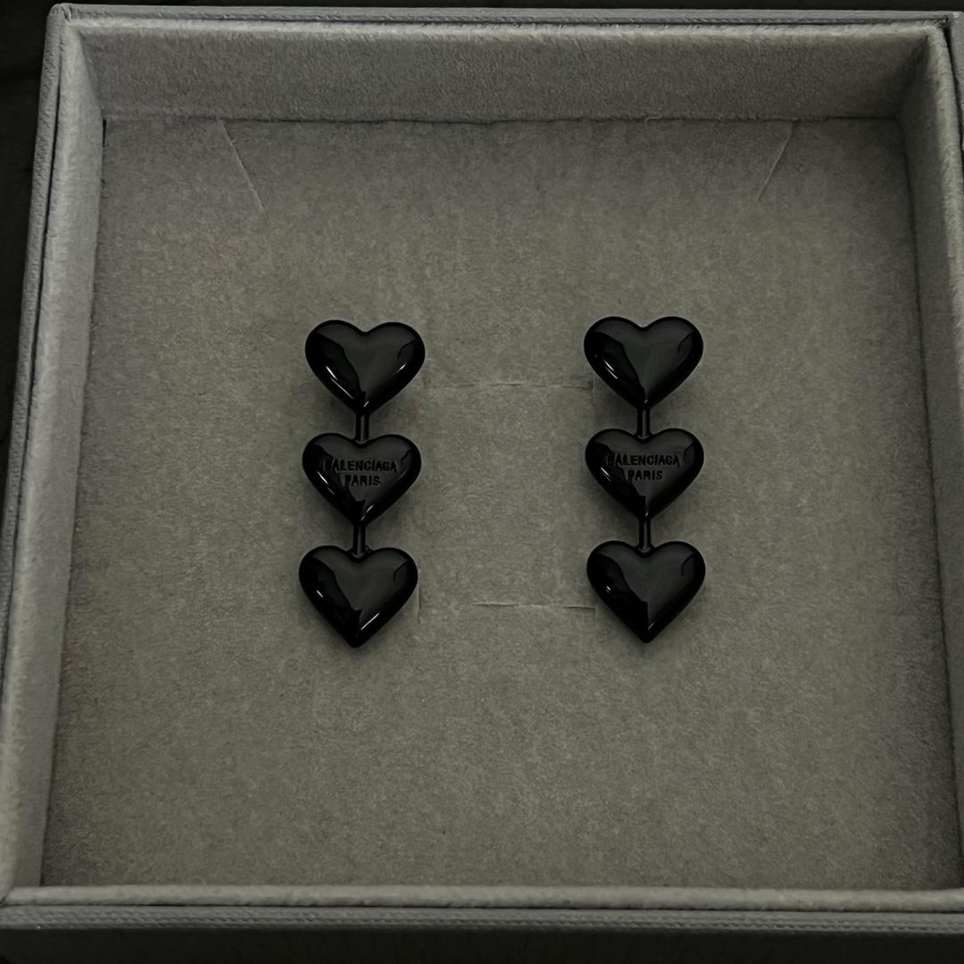 Balenciaga Women's Heart Earrings In Black - DesignerGu