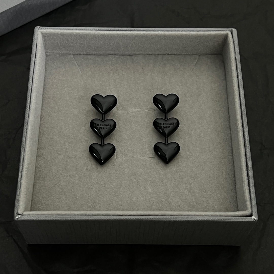 Balenciaga Women's Heart Earrings In Black - DesignerGu